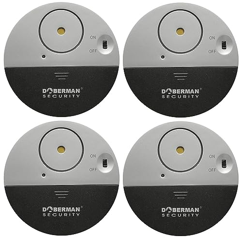 WER Doberman Security Slim Loud 100dB Alarm and Vibration Sensors-Modern & Ultra-Thin Design Compatible with Home, Office, Dorm Room or Even RVs