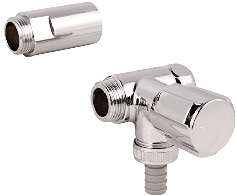 Schell Geräteanschlussarmatur Comfort, 033240699, Geräte-Ventil für Wandbatterien, Anschluss rechts, Fettkammeroberteil, Rückflussverhinderer, Überwurfmutter, 3/4 Zoll, Messing, Chrom, 17539 5