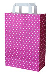 PGV Papiertragetaschen mit Flachhenkel Punkte PINK (18 + 8 x 22 cm, 25 Stück)