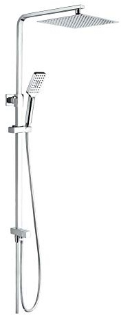 Grifema Edithedge - Square shower column, square shower system with artichoke, sprayer 25x25 cm, hose and support, chrome