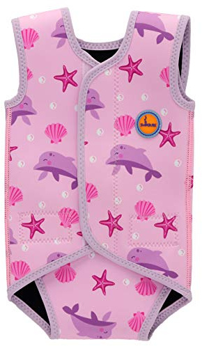 Swimbubs Baby Swimming Wrap Toddler Wetsuit Boys Warmsuit Girls UV UPF50 Swimsuit (6-18 Months, Pink Dolphin)