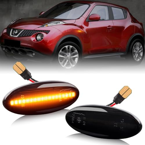 OZ-LAMPE Clignotants Latéraux Feux, Clignotants à LED pour Cube Juke Leaf Micra K12 K13 Note E11 Qashqai J10 X-trail T31, feux de répétition latéraux avec CanBus, Sans Erreur