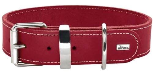 HUNTER AALBORG SPECIAL Hundehalsband, Leder, strapazierfähig, komfortabel, 60 (M-L), rot