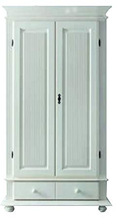 Beauty.Scouts Garderobenschrank 2-türig Laurine altweiß Fichte Massivholz 110x193x59cm (B/H/T) mit Schublade Garderobe Flurgarderobe Flur Schrank Jackenschrank