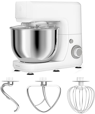 Tefal QB1501 Masterchef Essential Food Processor | Pizza; Cake; Bake | 800W | 4.8L Capacity | Baking Kit | Mixing Hook | 6 Speed and Pulse Adjustment, White