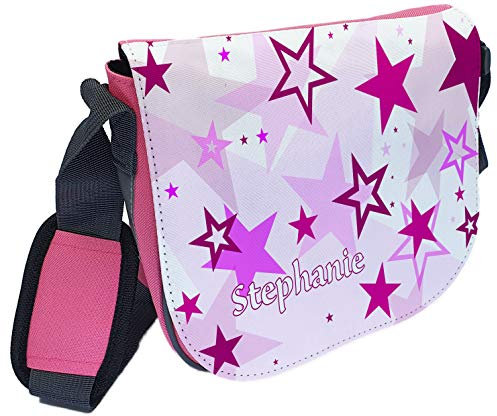 CreaDesign, Kindergartentasche Rosa mit (Wunsch) Name personalisiert, ideale Tasche für Kindergarten und Kindergrippe, Größe 20 x 19 x 8 cm, Motiv Sterne rosa