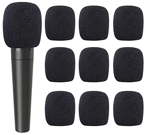 LATRAT 10 Pezzi Micro Schiuma Anti Rumore, Microfono Anti-Vento, Coperte per Microfoni, Filtro Pop per Vacanze E Feste (Nero)
