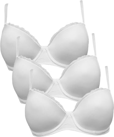 AZZETA Pack of 3 Coconuda Lace Bras, Azalea White, L