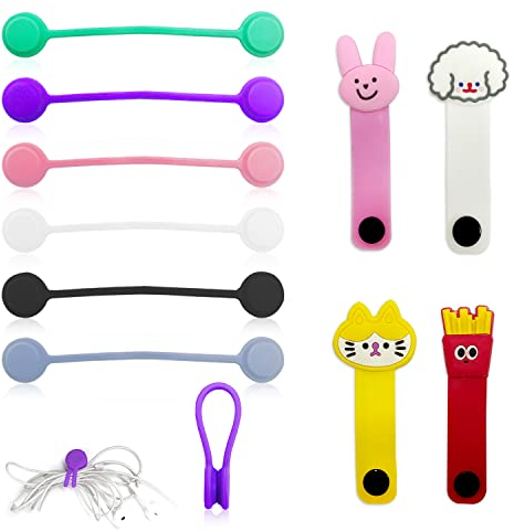 Clip de câble 10pcs, organisateur de casque, enrouleur de silicone, enrouleur de câble de données de dessin animé mignon, organisateur de câble de casque créatif, enrouleur d'aimant rond