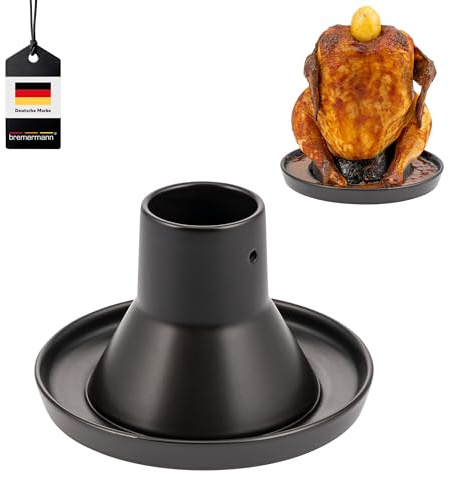 bremermann Hähnchenbräter, Geflügelhalter aus Steingut, Hähnchengriller schwarz