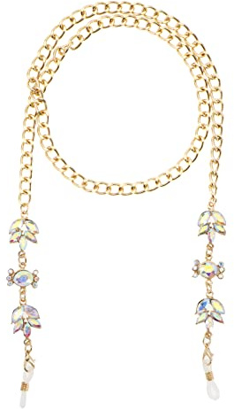 The Lord of the Tools Chaîne de lunettes de soleil tendance en cristal avec strass - Accessoire décoratif pour femme et fille - 78 cm - Doré, 78cm, Métal, Sans pierre précieuse