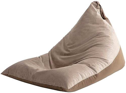 Nobildonna 4ft Bean Bag Chair Cover (No Filler) for Adults, 400L Extra Large Triangular Beanbag Chair Cover, Washable Beanbag Without Filling Ultra Soft Lazy Sofa Premium Velvet Cover (Brown)