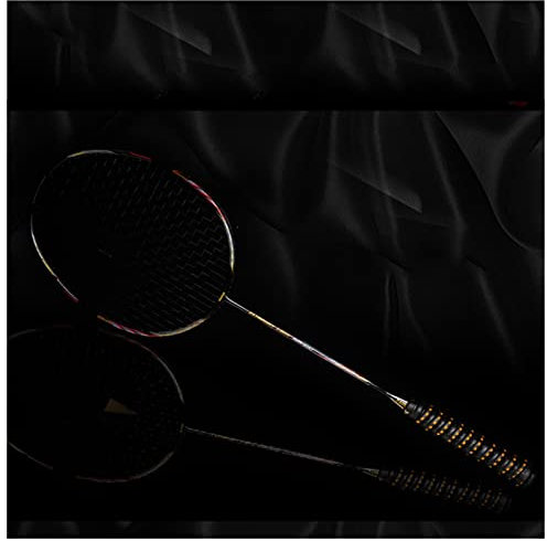 BoNene Badminton Schläger Professionelle Badmintonschläger Full Carbon 10U Männer und Frauen Einzelner Schuss Wettbewerb Ausbildung Beleidigungskohlefasergriff Badminton Schläger Set (Size : Black)
