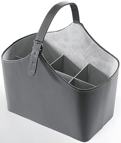 Kobolo Flaschenkorb Zeitungskorb Kaminkorb - Kunstleder - grau - 38x22x21/40 cm