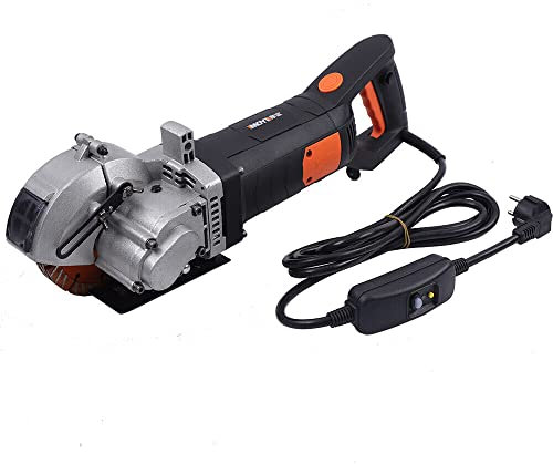 4800W mauernutfräse Schlitzfräse, 360° Elektrische Schlitzmaschine, Wandfräse Staubfreie Max. Schlitztiefe 42mm/Breite 40mm mit 5 Sägeblätter Wasserpumpe