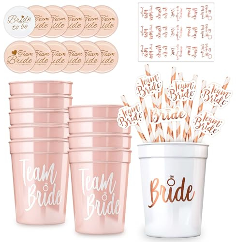 GothicBride 12 Set JGA Becher, Junggesellenabschied Bachelorette Party Accessories Frauen Bridal Shower