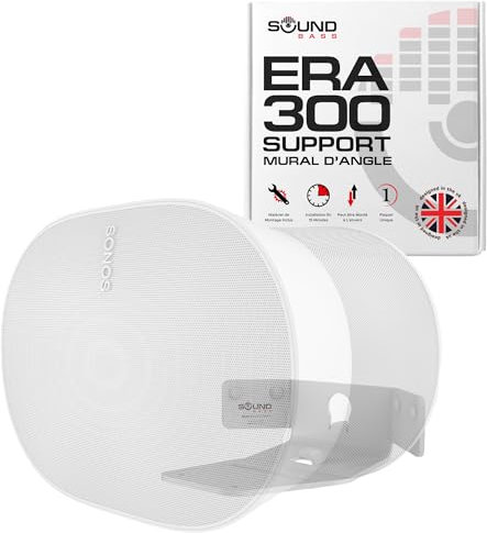 Sound bass Support Mural d'angle ERA300, Profil Bas, Inclut Le Matériel de Montage, Compatible avec l'Enceinte Sonos Era 300 (Blanc, Simple)