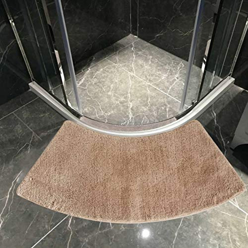 Duschmatte Eckdusche aus Mikrofaser, anthrazit rutschfeste Badematte Eckdusche, Duschmatte rund für runde Dusche, Badematte halbrund, maschinenwaschbar, grau, 61 * 143cm