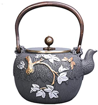 OQHAIR Teiera in ghisa Pentola in ghisa d'Acero Grande capacità casa Grigia Pentola da Cucina Stufa Bollitore Feste e Amanti del tè (Colore : Grigio Dimensioni : 1200ml) (Grigio 1200ml)