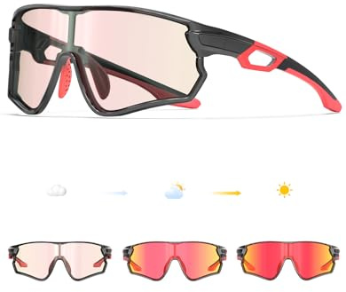 BEACOOL Photochromatische selbsttönende Fahrradbrille TR90 Rahmen für Herren Damen Jungen Mädchen klare Sport-Sonnenbrille