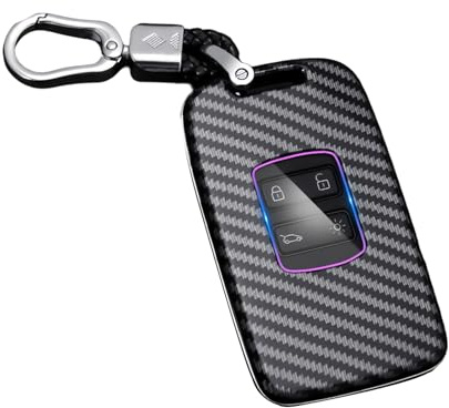Futuhada Autoschlüssel Hülle mit Schnalle, ABS Carbonfaser R-enault Auto Schlüsselhülle Cover, Autoschlüssel Schutzhülle Hülle Abdeckung für Koleos Kadjar Megane Captur Espace (Schwarz)