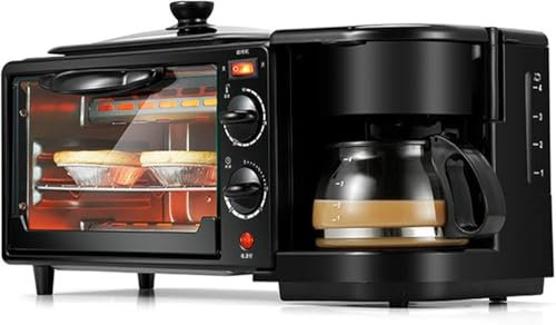 LIJBDDM Multifunctional Breakfast Machine Household 3 in 1 Electric Mini Drip American Bread Machine Mini Oven Coffee Maker for Home Office Without Cover