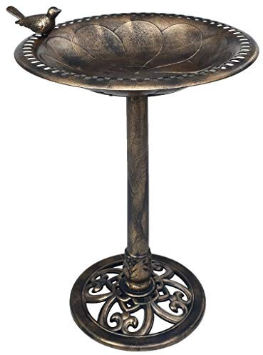 Somanki Vogelbad, Vogeltränke Stehend, Vogelbad, Wasserschale, Vogel Badewanne, Vogeltränkeschale, Vogelfutterspender, Bronzen Kunststoff