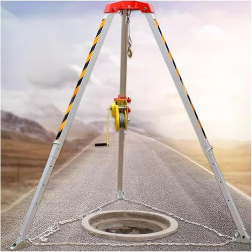 SAFWELAU Stativ Winde Stativ Sicherheitsvorrichtung mit 1200lbs/1800lbs/2600lbs Winde, Stativ für beengte Platzverhältnisse für hohe Stellen/Klippen/Tiefe Brunnen(2600lbs(98' Winch))