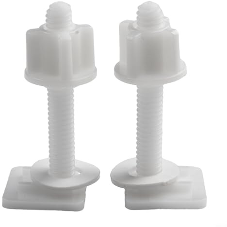 Aprilsunnyzone Lot de 2 paires de vis pour abattant de WC en plastique - Boulons + vis de fixation + rondelles - Kit complet de réparation de siège de toilette