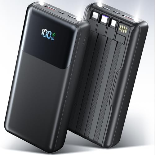 Newest 56800mAh 65W Power Bank Portable Charger, Phone Charger External Battery Pack,7 Charging Ports Battery bank With Smart LED Display, flashlight, skin feel streamline design