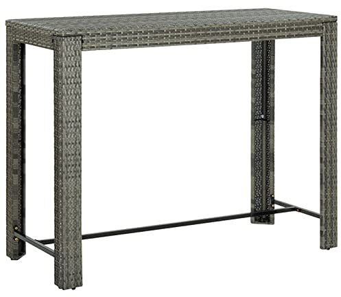 ShGaxin Garten-Bartisch, Kleiner Esstisch, Bartische & -theken, Bar Tisch, Hochtisch, Stehtisch, Thekentisch, Grau 140,5x60,5x110,5 cm Poly Rattan