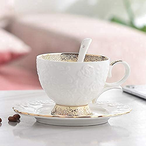 GLJTUO Set da tè in Porcellana Tazze E Piattini in Ceramica Set da Tazza da caffè Set da tè Continentale Tazza da caffè Set da Tazza da tè Inglese del Pomeriggio in Tinta Unita,Style 6-101 200ml