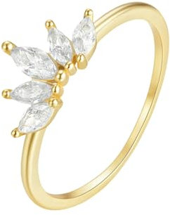 Stfery Bague de mariage pour femme 3 x 6 mm taille marquise blanc moissanite bague femme or 585 bague 45 (14,3) à 62 (19,7)