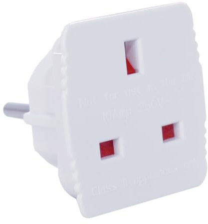 Adattatore europeo a inglese 4,8 mm, ideale per collegare dispositivi elettrici in viaggio e compatibili con prese di corrente europee.