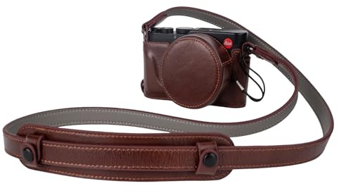 Rieibi Handmade Genuine Leather Camera Case Kit for Leica D-LUX8 Camera case,Half Case for Leica DLUX8 Case with Front Lens Cap and Shoulder Strap