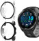 ZoRoll 2 pièces Coque Compatible avec Garmin Forerunner 965 Étui de Protection avec Verre Trempé, Rigide Anti-Rayure PC Coque Compatible avec Garmin Forerunner 965 - Transparent + Noir