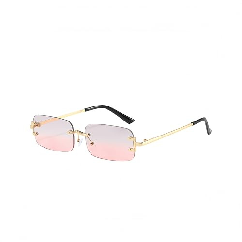 QVKUUT Retro Rechteckig sonnenbrille rahmenlose sonnenbrille Mode Brille für Damen Herren