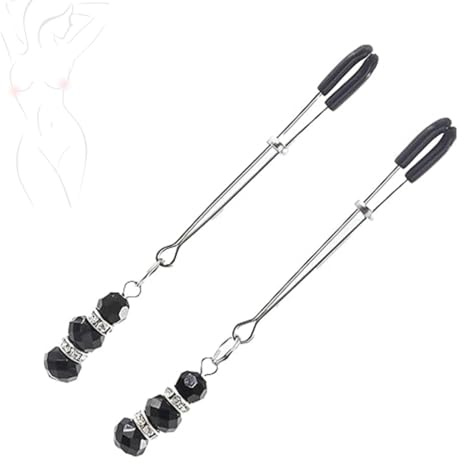 Perles décoratives en métal argenté 11cm, pinces en silicone