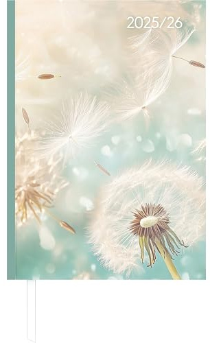 Alpha Edition - Campustimer Blowballs 2025/2026 – Semesterplaner A5 (15×21 cm) – Studenten- & Schülerkalender Weekly mit robustem Hardcover & Notizseiten – Motiv Pusteblume