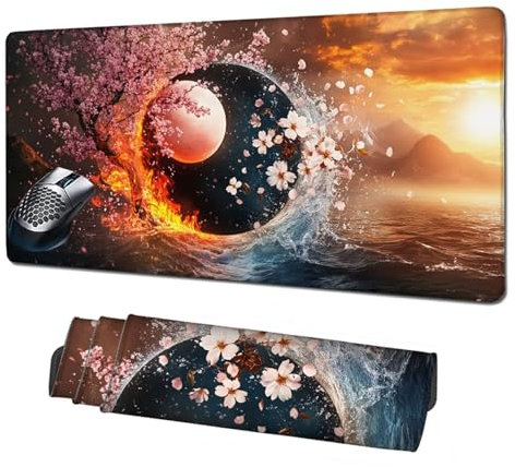 Grand Tapis de Souris Gamer 1600x800x3mm,Tapis de Souris Noir Tapis de Souris Gaming,Tapis Souris Flots Tapis Bureau Antidérapant Imperméable,Mouse Pad Bords Cousus,Accessoire Gaming,Cadeaux X1-238