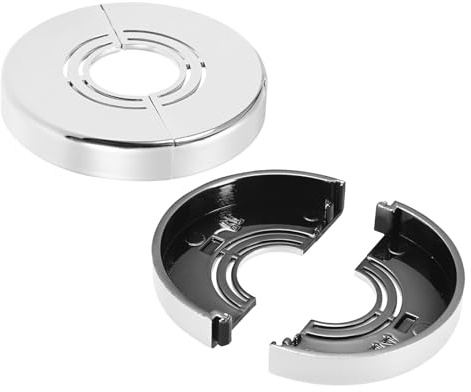 M METERXITY 2-Pack Brida De Pared Divisible Cortable, Para Tubería De 0.8/1/1.2 Pulgadas (20/25/32mm) DE Placa ABS Escudete Para Fontanería De Tuberías/Grifería [10mm Altura, Color Plata]