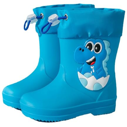 Wellington Boots Children's Waterproof Boots Rain Shoes for Toddlers Girls Boys Rain Socks Baby Rain Boots Barefoot Shoes, a, 4 UK Child