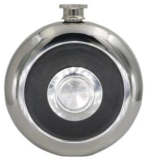 Moscow Circular Vodka Flagon - Botella de whisky con embudo, mini petaca de acero inoxidable (A con embudo)
