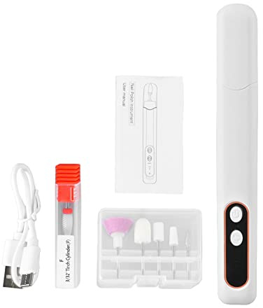 Conjunto de Taladro de Uñas Eléctrico Portátil 3 Engranajes Kit de Archivo de Uñas Recargable USB Ajustable con Luz LED para Manicura Pedicure Acrílico Gel Uñas con Forma