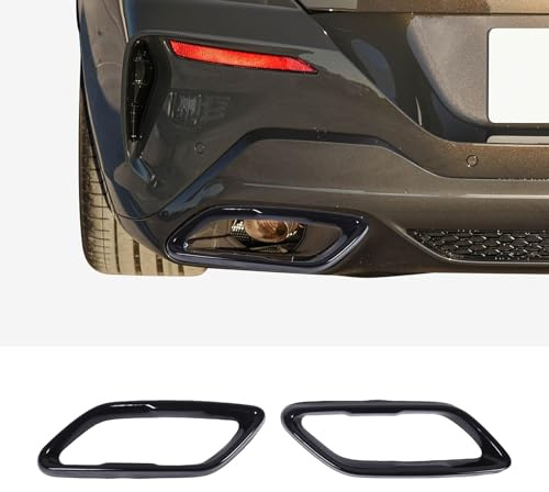 Stainless Steel Pipe Throat Exhaust Outputs Tail Frame Trim Cover For BMW 8 Series G14 G15 2021 (2-door) Exterior Accessories Exhaust Tailpipe Decoration Frame Cover Trims (Black)