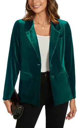 MINTLIMIT Women's Velvet Blazer Jackets Casual Work Office Long Sleeve Lapel Collar Button Blazer Jacket with Pockets Outerwear