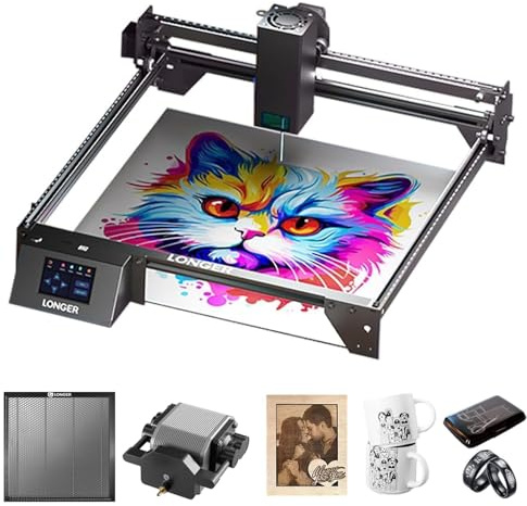 Longer RAY5 20W Laser Graviermaschine mit Luftpumpe, 440mm * 440mm Honeycomb，20000mW Laser-Ausgangsleistung, 130W CNC Laser Cutter，Gravurwerkzeug für Metall/Glas/Holz