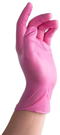 PBHOVIITG Guantes de nitrilo rosa for cocinas, jardinería, limpieza, reparación coches, tatuajes y hogar, 20/50/100 unidades(Pink 100PCS,L)