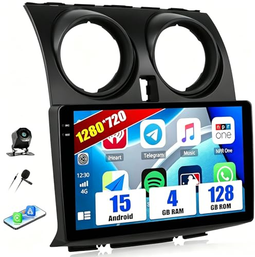 SIXWIN 4+128G Android 15 Radio Coche para Nissan Qashqai J10 2006-2016 con CarPlay&Android Auto,9 Pulgadas Pantalla Táctil con Bluetooth/WiFi/GPS/FM/RDS/USB+AHD Cámara