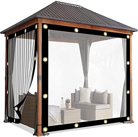 Toldo transparente para balcón, protección contra la lluvia, paredes laterales de polietileno de 0,12 mm, resistente al viento y al agua, para pabellón, patio y ventanas (tamaño: 3 x 4,5 m)